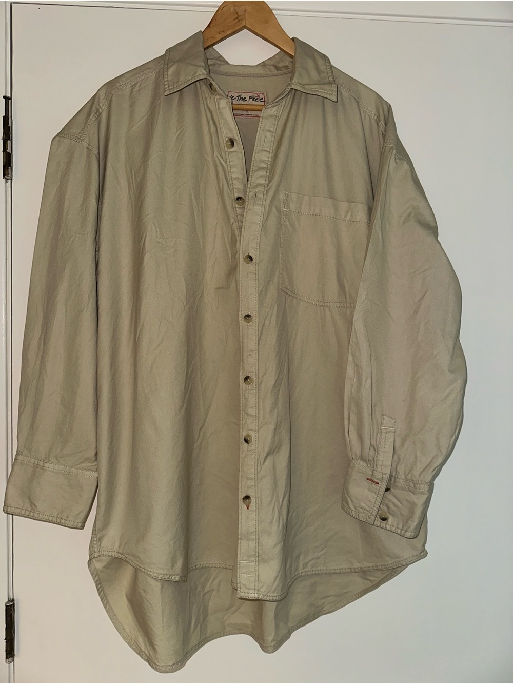 We The Free oversized beige button-front shirt 100% Cotton M